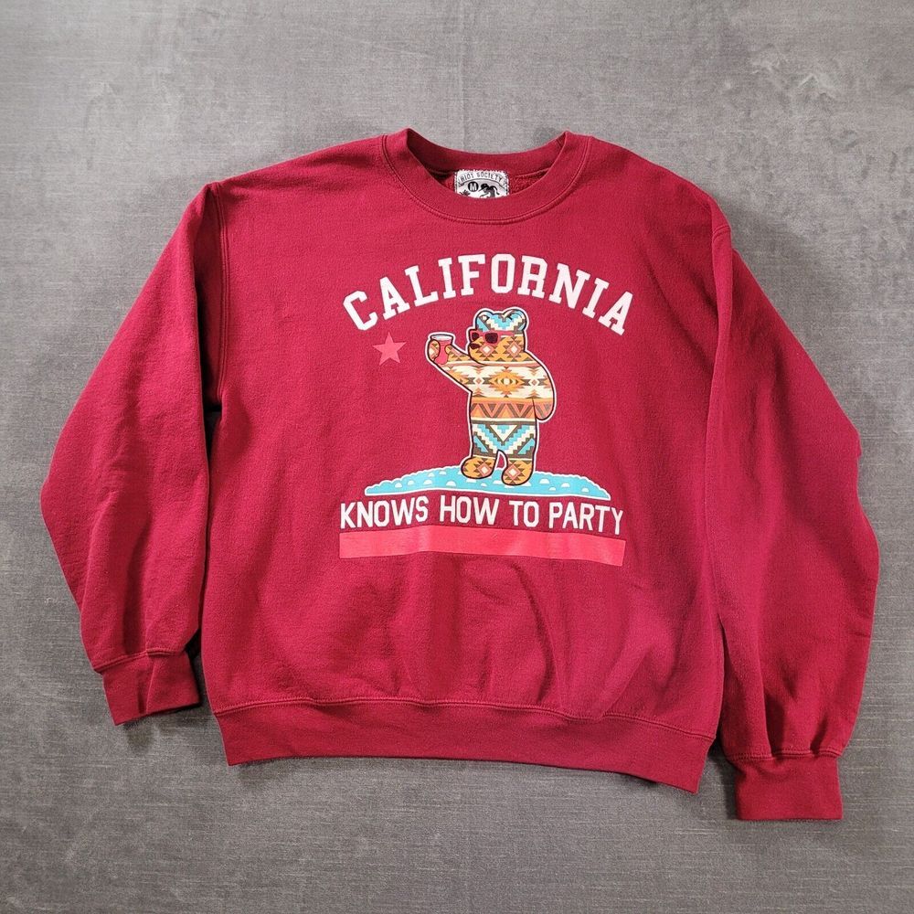 Riot Society Sweater California Knows How to Party Aztec Bear Size Med